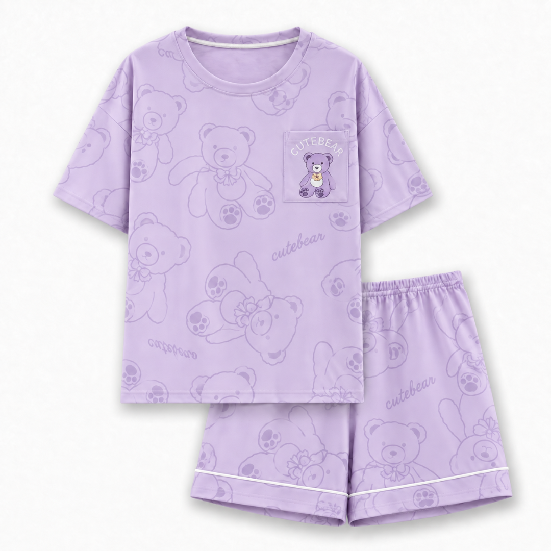 Purple PJ Set With Built In Pads