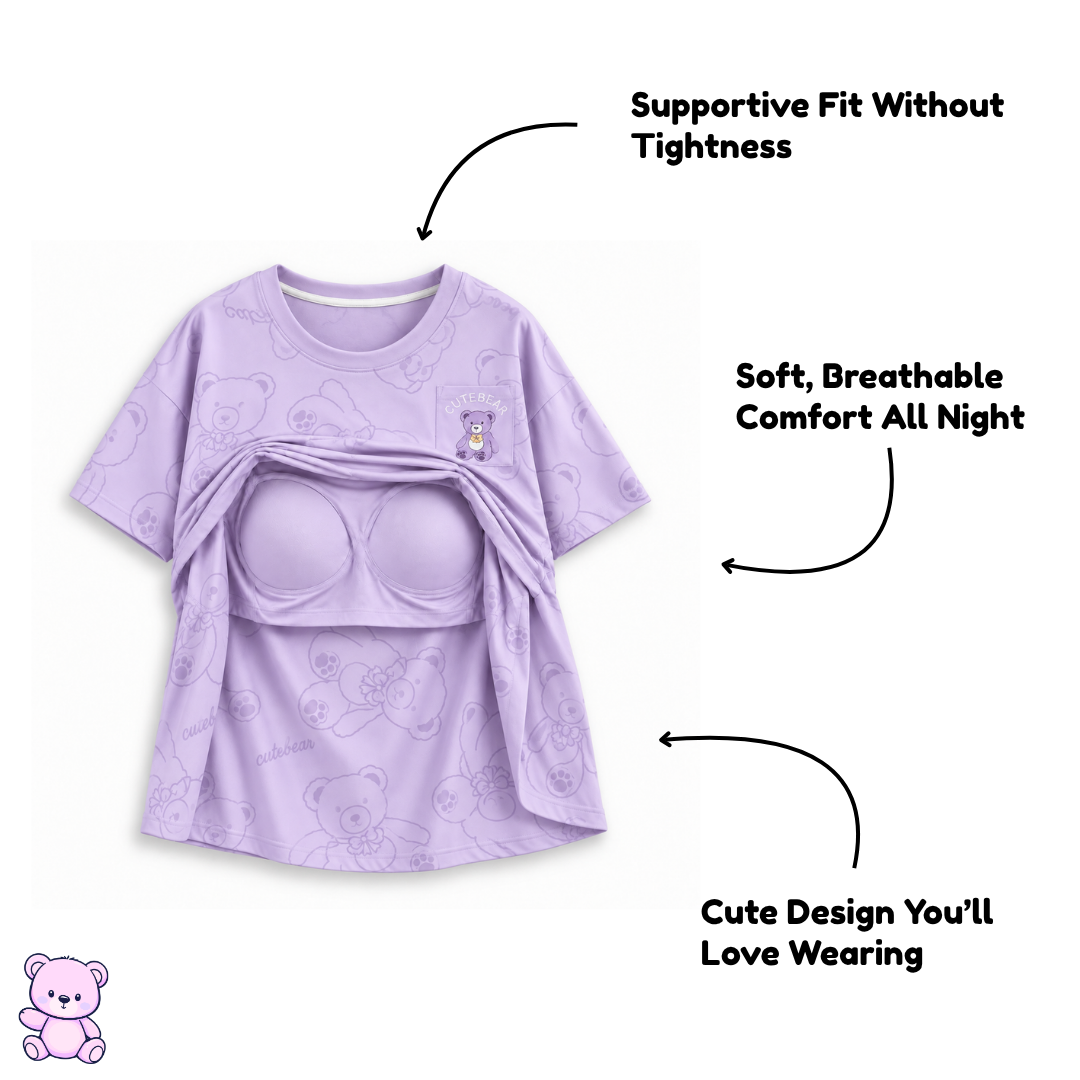 Purple PJ Set With Built In Pads