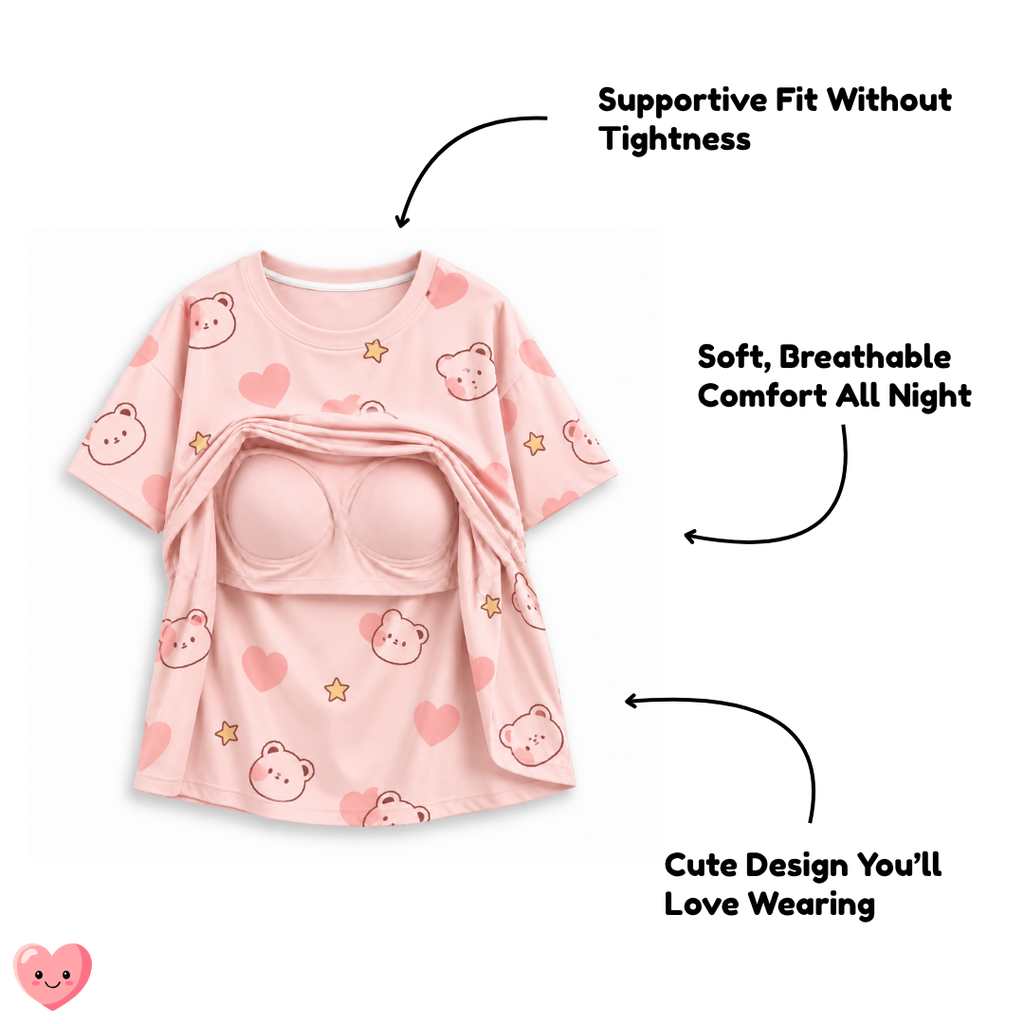 Pale Pink PJ Set With Built In Pads