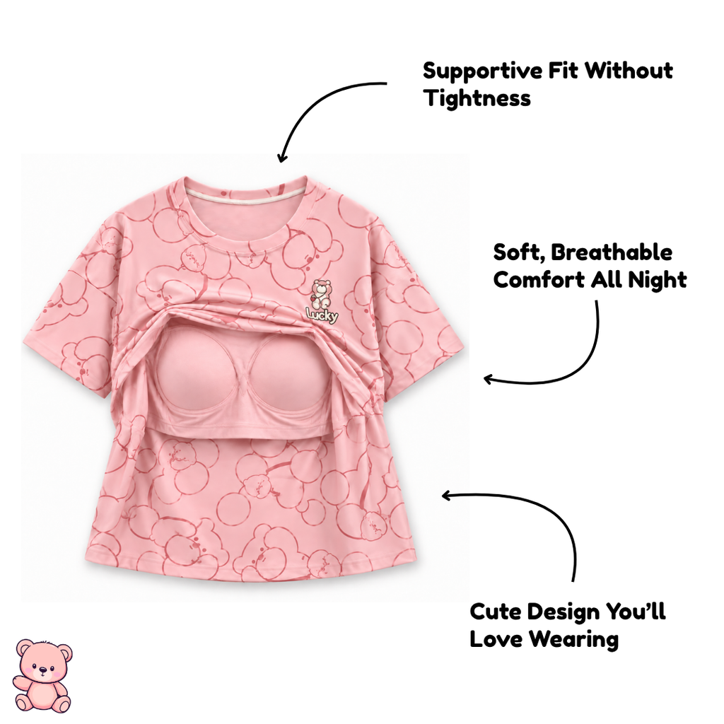 Pink PJ Set With Built In Pads
